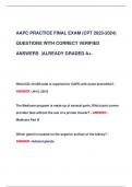 AAPC PRACTICE FINAL EXAM (CPT 2023-2024)  QUESTIONS WITH CORRECT VERIFIED  ANSWERS |ALREADY GRADED A+.