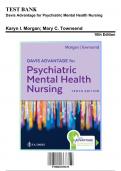 Test Bank for Davis Advantage for Psychiatric Mental Health Nursing, 10th Edition by Karyn I. Morgan, 9780803699670, Covering Chapters 1-43 | Includes Rationales