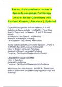 Texas Jurisprudence exam in  Speech-Language Pathology Actual Exam Questions And  Revised Correct Answers | Updated