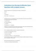 Ambulatory Care Nursing Certification Exam  Questions with complete answers
