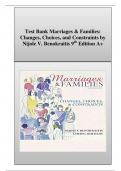 Test Bank Marriages & Families: Changes, Choices, and Constraints by Nijole V. Benokraitis 9th Edition A+