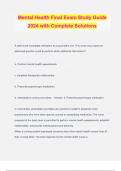 Mental Health Final Exam Study Guide 2024 with Complete Solutions
