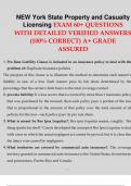 NEW York State Property and Casualty Licensing EXAM 60+ QUESTIONS WITH DETAILED VERIFIED ANSWERS