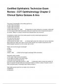 Certified Ophthalmic Technician Exam Review - COT Ophthalmology Chapter 2 Clinical Optics Quizzes & Ans