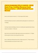 CRCR EXAM MULTIPLE CHOICE, CRCR  Exam Prep, Certified Revenue Cycle  Representative - CRCR (2024/25)/ Exam  Review/