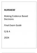 NURS4030 Making Evidence Based Decisions Final Exam Guide Q & A 2024.