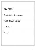 MAT2001 Statistical Reasoning Final Exam Guide Q & A 2024.