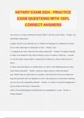 NOTARY EXAM 2024 - PRACTICE EXAM QUESTIONS WITH 100% CORRECT ANSWERS