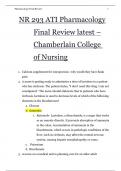 NR 293 ATI Pharmacology Final Review Latest Chamberlain College of Nursing