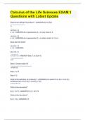 Calculus of the Life Sciences EXAM 1 Questions with Latest Update