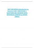 MAT 240 SOPHIA (Introduction to  Statistics) UNIT 3 MILESTONE 3 QUESTIONS AND ANSWERS WITH  RATIONALES VERIFIED by EXPERT (SNHU)