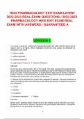HESI PHARMACOLOGY EXIT EXAM 2023 REVIEWED IN 2024 ONWARDS LATEST EXAM STUDY GUIDE NEWEST FROM ACTUAL EXAM WITH 300+ QUESTIONS AND CORRECT DETAILED ANSWERS VERIFIED GRADED A+