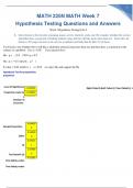 MATH 225N MATH Week 7 Hypothesis Testing Questions and  Answers graded A+
