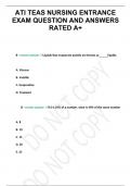 ATI TEAS NURSING ENTRANCE EXAM QUESTION AND ANSWERS RATED A+