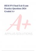HESI PN Final Exit Exam Practice Questions 2024 Graded A+