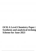 OCR A Level Chemistry Paper 2 (H432/02) Synthesis and analytical techniques Mark Scheme for June 2023 (Verified)