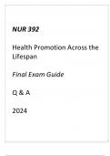 (ASU) NUR 392 Health Promotion Across the Lifespan Final Exam Guide Q & A 2024