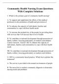 Community Health Nursing Chamberlain College Of Nursing -Community Health Nursing Exam Questions With Complete Solutions.