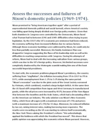 Failures and successes of Nixon's Domestic Policy