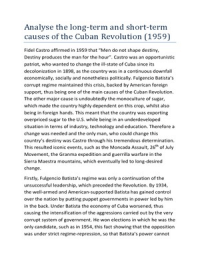 An analysis of the long-term and short-term causes of the Cuban Revolution