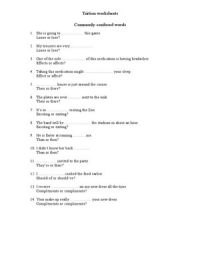 English tuition worksheets: Adjectives, adverbs and personal pronouns