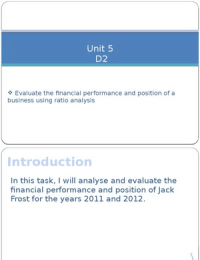 Unit 5 - D2 analyse and evaluate the financial performance and position of a business
