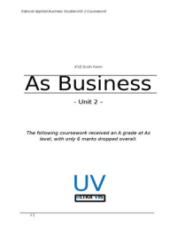 Unit 2 Coursework - Edexcel Applied Business Studies