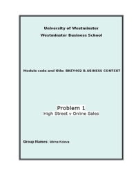 Business Context -Problem 1 Report 