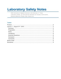 Laboratory Safety Course Notes