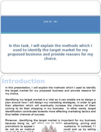 Unit 36: M1 - methods used to identify target market for your business