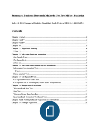 Summary formulas/tests BRM-Statistics Keller 9th edition