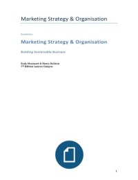 marketing strategy and organisation summary