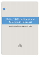 Business Unit 13, Recruitment and Selection in Business P1 (Identify how two organisations plan recruitment using internal and external sources.)