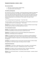 Summary Management and Organisation