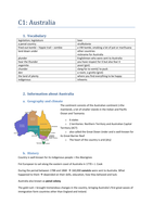 Summary culture from syllabus: Australia, Ireland and New-Zealand