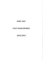 MNB 1601 PAST EXAM MEMOS (2010-2013) 