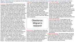 Obedience: Milgram's research (with evaluation)