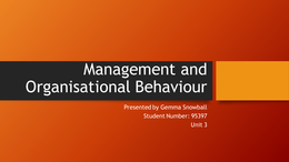 Organisations and behaviour powerpoint as part of assignment unit outcomes
