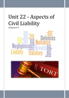 Unit 22 Civil Liability - P2 P5 M3 D1 *MARKED AND ACHIEVED* (GUARANTEED TO PASS)