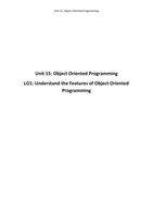 Unit 15: Object Oriented Programming P1 P2 M1