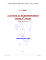 Accounting for Decision Making and Control, Zimmerman PDF SUMMARY