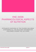 HNE-39306 - Pharmacological aspects of nutritions - Overview