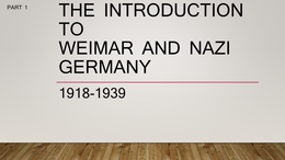 Weimar and Nazi Germany 