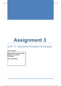 Unit 11 Systems Analysis & Design Assignment 3 Report