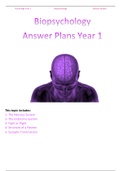 Biopsychology Year 1 Model Answer Plans