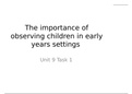 Children's Play, Learning and Development 2014- Unit 9 task 1 - full assignment 