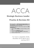 For ACCA exam, Strategic Business Leader, Practice and Revision Kit (PDF) for exams in STEPTEMBER 2018, DECEMBER 2018, MARCH 2019 and JUNE 2019
