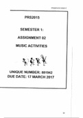 PRS2015 Music and Movement Semester 1 Assignment 2 2017 (Marked 81%)