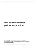 Unit 34 Environmental Policies and Practices P5, P6, M2, M3 and D1