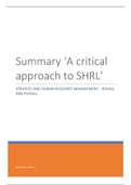 Summary literature a critical approach to SHRM